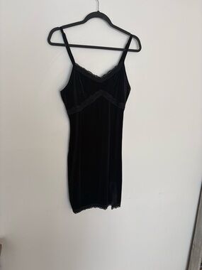 Rebel Sugar Black Velvet Lace-Trim Slip